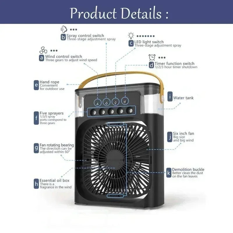 Stay Cool This Summer with the Portable 3-in-1 Air Cooler: Fan, Humidifier & Night Light!