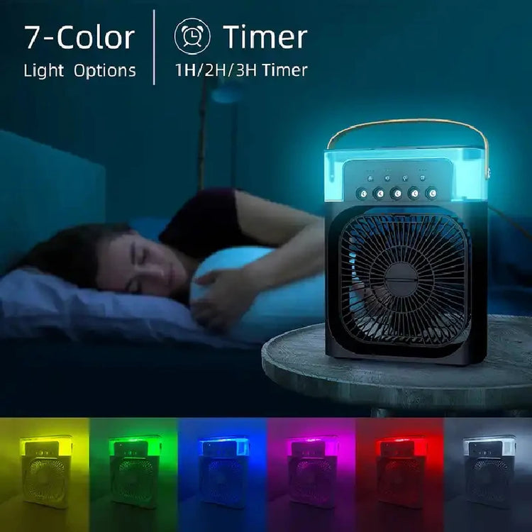 Stay Cool This Summer with the Portable 3-in-1 Air Cooler: Fan, Humidifier & Night Light!