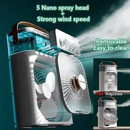 Stay Cool This Summer with the Portable 3-in-1 Air Cooler: Fan, Humidifier & Night Light!