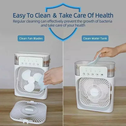 Stay Cool This Summer with the Portable 3-in-1 Air Cooler: Fan, Humidifier & Night Light!