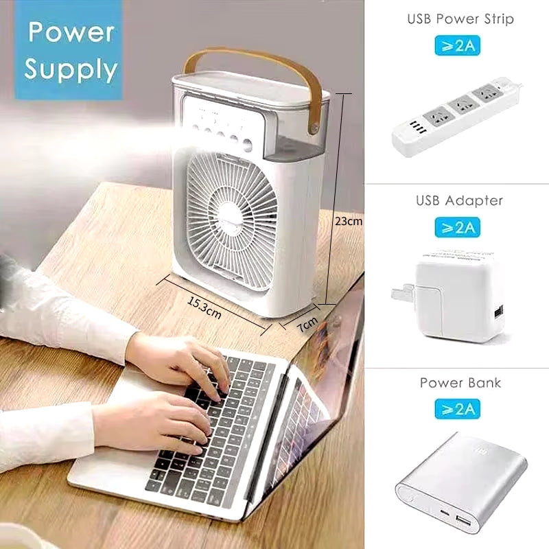 Stay Cool This Summer with the Portable 3-in-1 Air Cooler: Fan, Humidifier & Night Light!