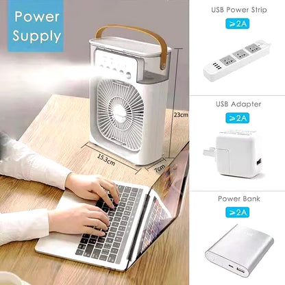 Stay Cool This Summer with the Portable 3-in-1 Air Cooler: Fan, Humidifier & Night Light!
